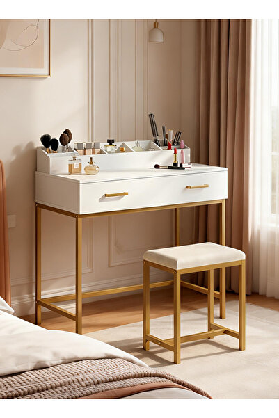 Ammar Space 80*45*75CM Modern Bedroom Dresser Table Makeup Table With 2 Drawe...