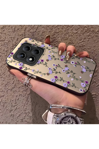 ARTISHELL Redmi Note 14 Pro 4G/5G Uyumlu Tam ekran mor çiçekli darbeye dayanı...