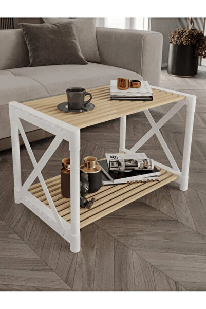 interhomestyle ZENNA Ahşap Dekoratif Orta Sehpa BEYAZ (PAKET İÇİ QR VİDEO İLE...