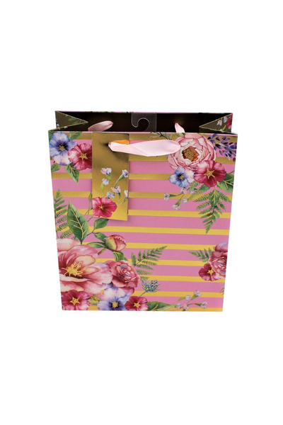 Eurowrap Χάρτινη τσάντα δώρου με λουλουδάτο σχέδιο και λωρίδες