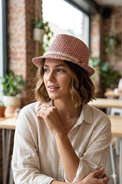 Bay Şapkacı قبعة فيدورا نسائية بأزرار 6252