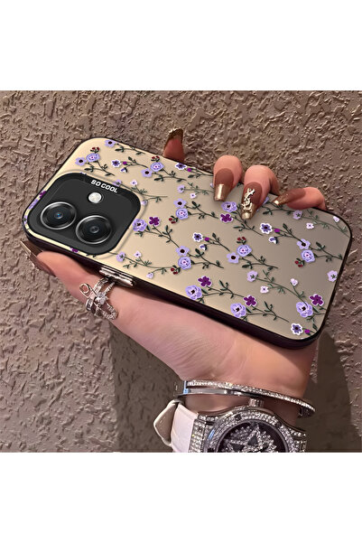 ARTISHELL Oppo A3/A3X 4G/5G Uyumlu Tam ekran mor çiçekli darbeye dayanıklı ko...