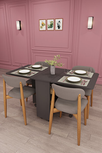 asratrend Lüks Katlanır Mutfak Yemek Masası Takımı %100 MDF Çalışma Masası Sa...