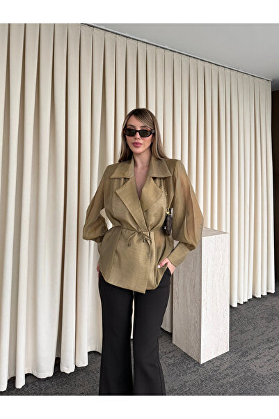 Laluvia Cămașă transparentă căptușită Olive - 5029