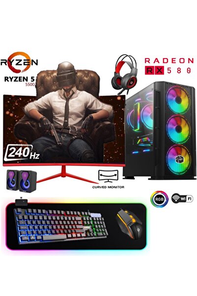 Apphirex TC85X Ryzen 5 5500 16GB Ram 512GB M2 SSD RX580 8GB 24'' 240Hz Curved...