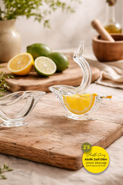 2 ADET Akrilik Zarif Dilim Limon Sıkacağı Şeffaf Ergonomik Pratik Narenciye Sıkacağı