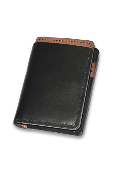 OEM Handmade natural leather vertical bifold wallet
