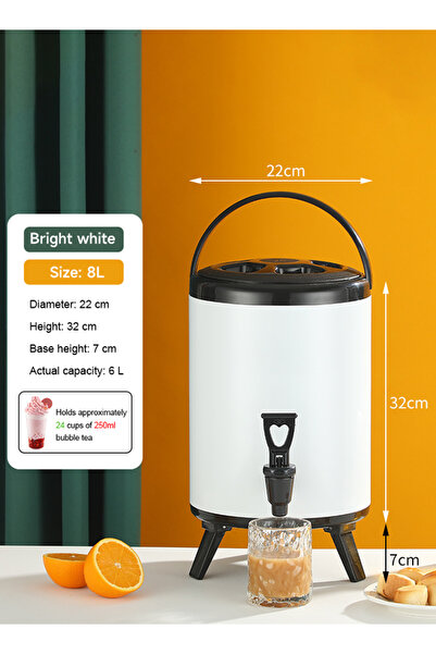 Generic 8LWhite stainless steel large-capacity commercial milk tea container ...