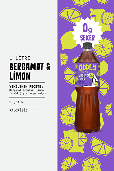 ODDLY Efsane üçlü Bergamot & Limon-Hibiskus & Böğürtlen IceIce Şeftali & Roobios - 3x1 litre Soğuk Çay