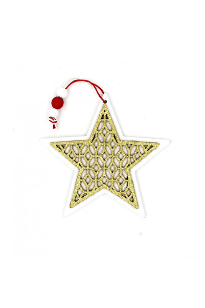 Gift Design Decorațiune din lemn - Stea albă - Auriu
