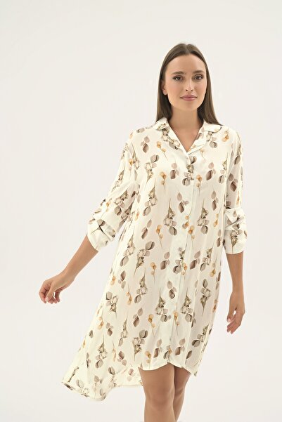 Sevim 17415 قميص نوم نسائي طويل بأزرار