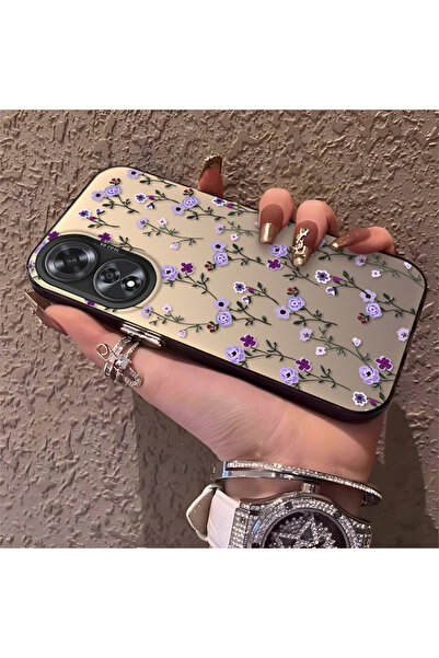 ARTISHELL Oppo A60 Uyumlu Tam ekran mor çiçekli darbeye dayanıklı koruyucu kılıf