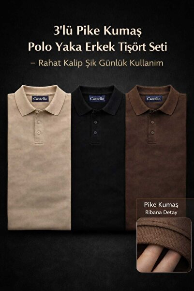 Castello Muški set od 3 delova: polo majica s kratkim rukavima | Lacoste tkan...