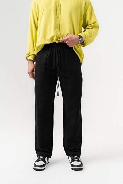 go gang own Breeze Basic Linen Fabric Trousers with Elastic Waist