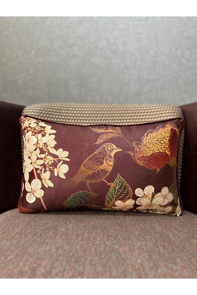 Fabricland Εισαγόμενο Μεταξωτό Βελούδινο Κάλυμμα Μαξιλαριού με Σχέδιο Πουλιών...