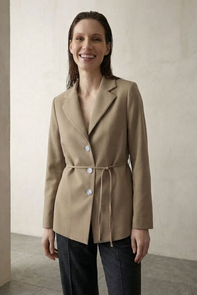 Hiccup My Fashion Crepe Blazer Jacket with Tie Detail