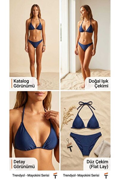 Miss Σετ μπικίνι τριγωνικό σε μπλε ναυτικό χρώμα