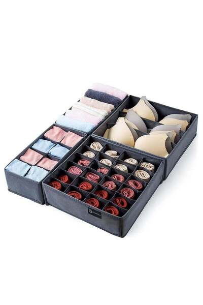 Arabest منظم أدراج من 4 قطع، صندوق تخزين ملابس للخزانة، للملابس الداخلية، حما...