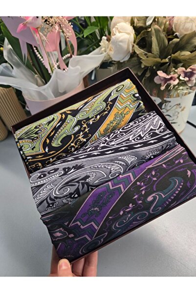 Oxygen Scarfs 3-Piece Hünkar Pattern Natural Fiber Advantageous Box