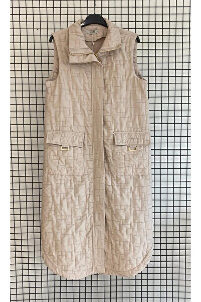 Armine Trend Cep Detaylı 120 Cm Boyunda Tam Kalıp Fermuarlı Mevsimlik Yelek