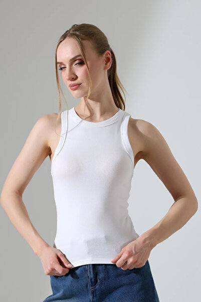 ubmbutik Women's Ribbed Athlete's Undershirt Cotton Lycra Flexible Closed Bac...