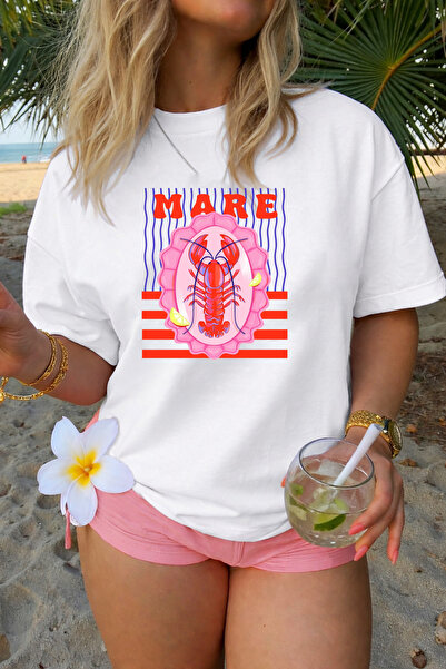 dont quıt Tricou alb oversize de damă MARE