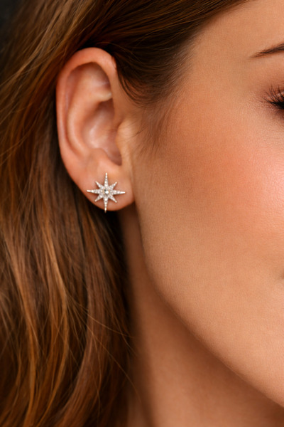 LOREZIA North Star Earrings – Gold Color Minimal Elegant Women's Earrings