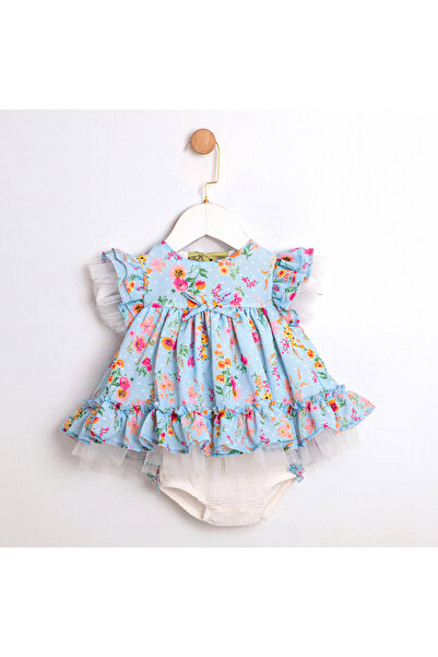 Coolimino Flower-Patterned Tulip-Detail Baby Girl Set with Shorts