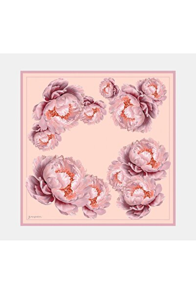 Zerafetim Twill İpek Eşarp Peony Desen