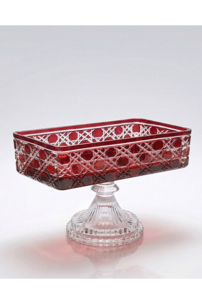 AKDEN STORE وعاء زجاجي ملون مزين بالكريستال مقطوع يدويًا مقاس 25×15 سم