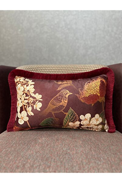 Fabricland Εισαγόμενο Μεταξωτό Βελούδινο Κάλυμμα Μαξιλαριού με Σχέδιο Πουλιών...