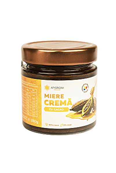 Apisrom Cremă de cacao cu miere, 280 grame