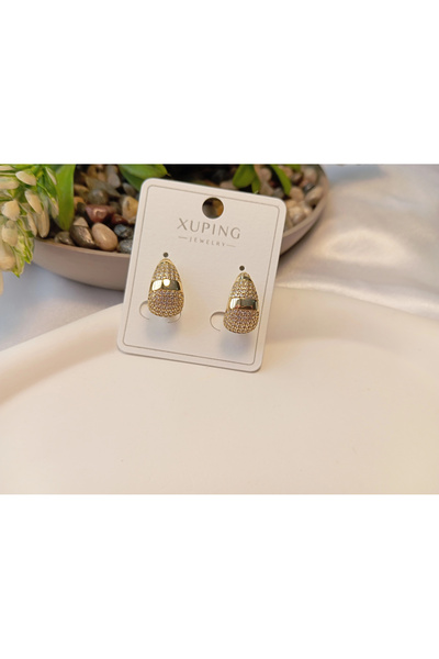 XUPING JEWELRY Luxury Drop Earrings with Zircon Stones - 1.5 cm