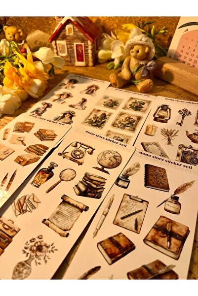 NONA 6’lı Mini Sticker Seti / Vintage Temalı / 58 çıkartma / 8x17 cm / Bullet...