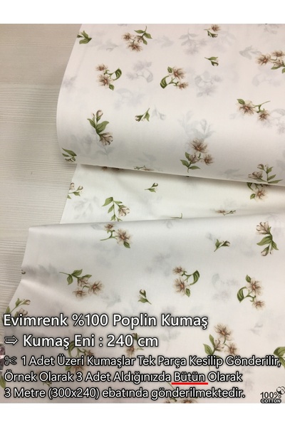 Renk Tekstil %100 Pamuk Poplin Geniş En (240 cm) Kumaş - Elbise - Nevresim - ...