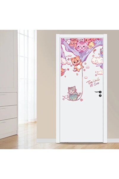 LUXER Αυτοκόλλητο Τοίχου και Πόρτας, Παιχνιδιάρικα Γατάκια για Λάτρεις της Γά...
