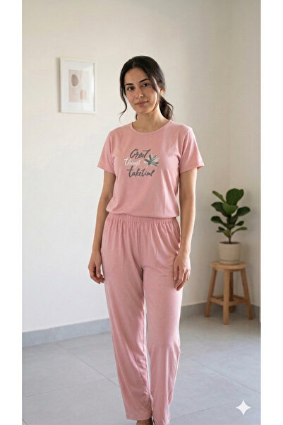 LXL Γυναικείο Σετ Πιτζάμες από Ύφασμα Βισκόζης, Σετ Δύο Τεμαχίων