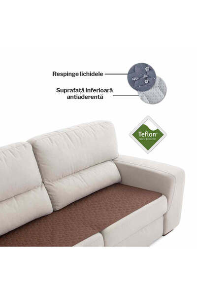 Sofazip Topper canapea matlasat Teflon®, respinge apa, antialunecare, culoare...