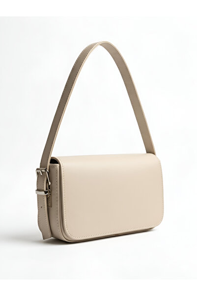 Satuna Women's Silver Buckle Detailed Baguette Shoulder Bag
