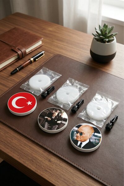 PROMOSYONİK Atatürk ve Türk Bayrağı 3'lü Set Fan Petek Oto Kokusu