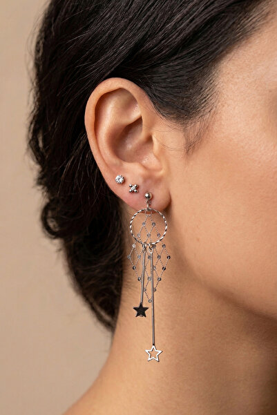 PETEK AKSESUAR Metal Honeycomb Hanging Earring Set