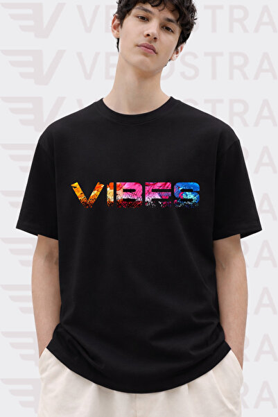 Velostra تي شيرت رجالي من القطن الممشط بتصميم خاص مطبوع عليه Vibes، مقاس كبير...
