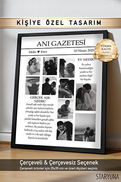 STARYUNA Anı Gazetesi Posteri, Çerçeve Seçenekli, Sevgiliye Hediye Ctyuna5010