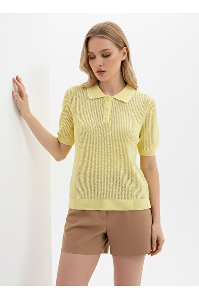 Noi Belis Πλεκτή μπλούζα με γιακά πόλο και μισό κούμπωμα SS26BZ0096
