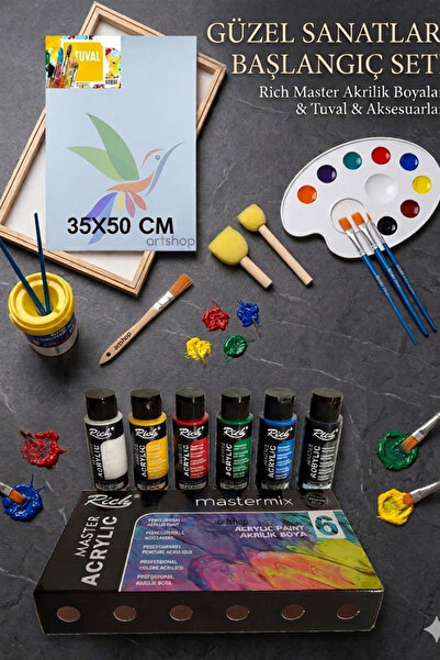 Artshop Rich 6x60 ml Ana Renkler Akrilik Boya, 35x50 cm Tuval 2 numara Zemin ...