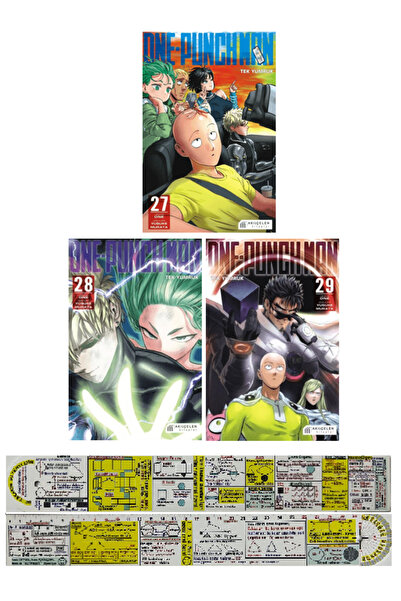 Akıl Çelen Kitaplar One-Punch Man 27-28-29. Ciltler Manga Seti + Özel Cetvel