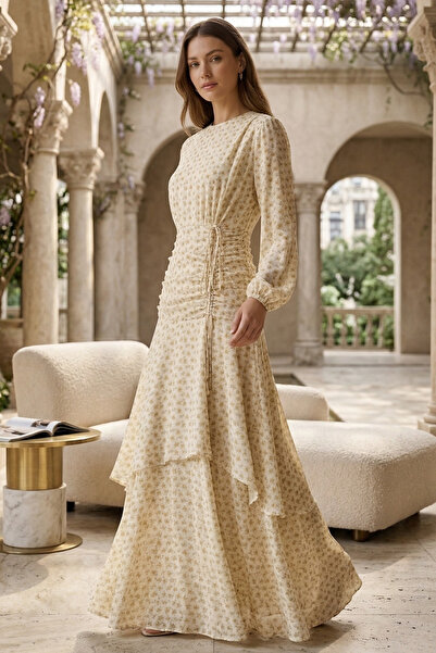 ISTANBUL STYLES Fairy Model Patterned Cream Women's Dress – Stylish Design fo...