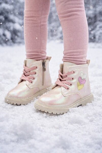 minibonito Κοριτσίστικες χειμερινές μπότες με φερμουάρ στο πλάι και λεπτομέρε...