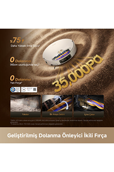 Dreame X60 Ultra Complete Robot Süpürge Beyaz, 35.000Pa Emiş Gücü