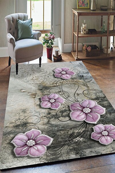 Yürük Home Softtec Yumuşak Dokulu Dijital Baskılı YRK137 Modeli Lastikli Halı...